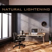 Executive home office with parquet flooring